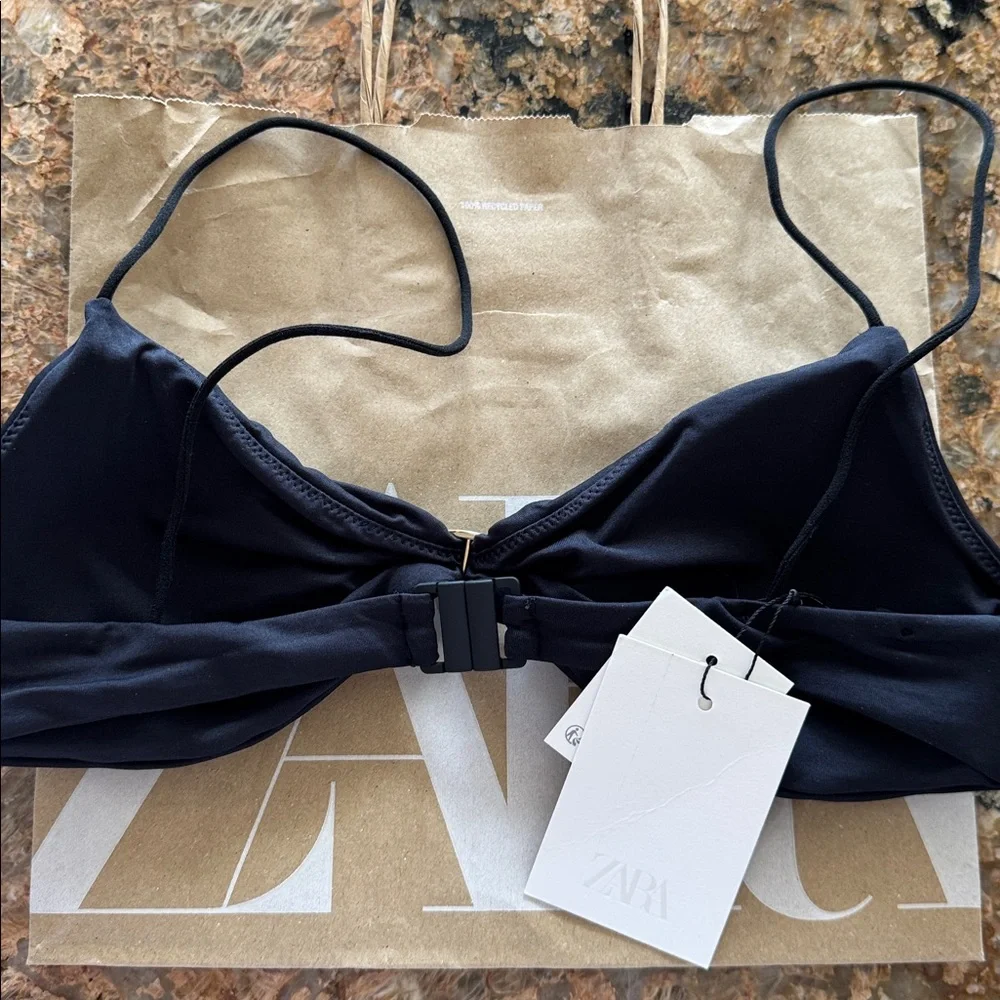 Zara Black Bikini Top with Gold Ring - Picture 3 of 8